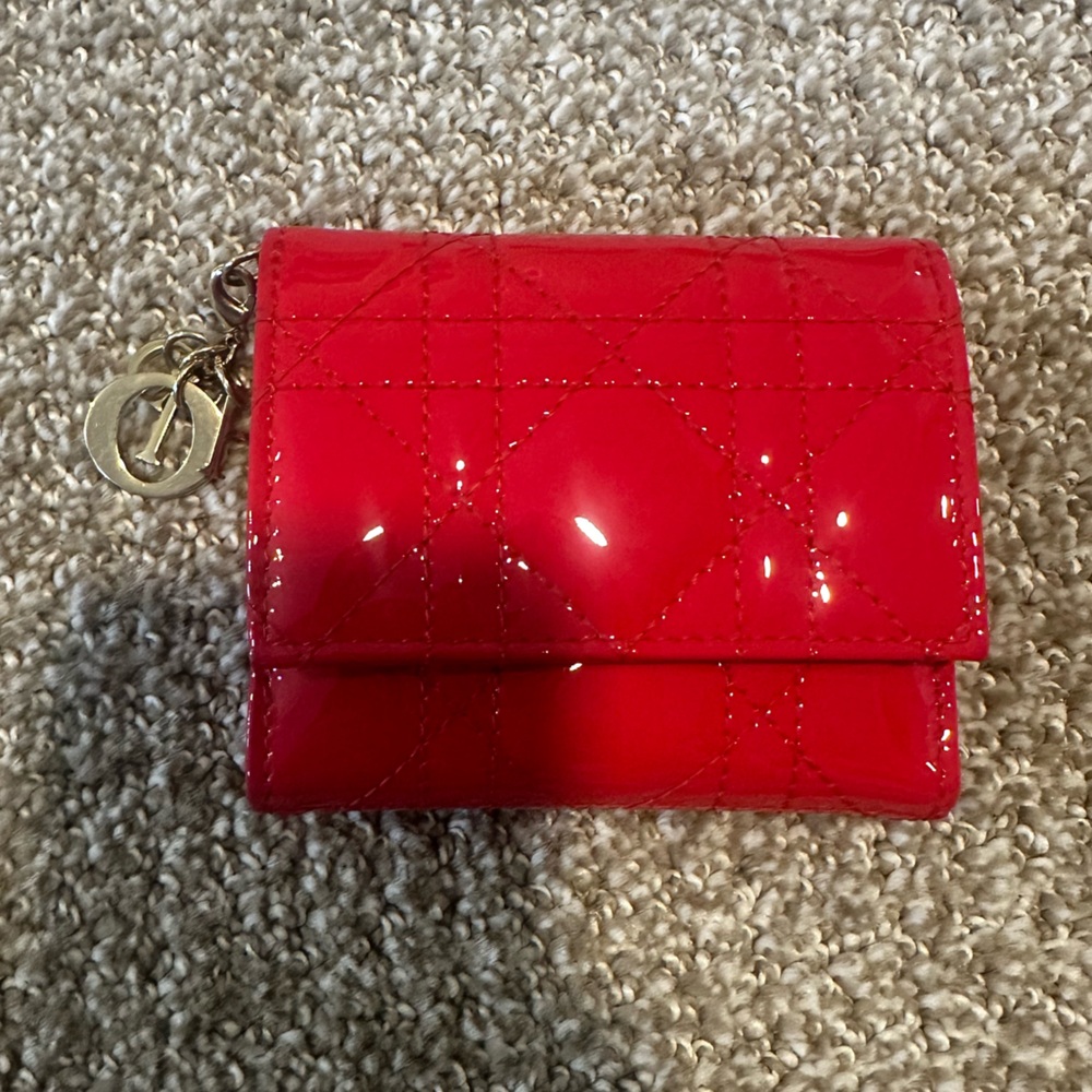 Christian Dior Patent leather Lady Dior Lotus Tri-fold wallet